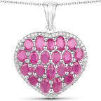 5.00 Carat Genuine Ruby and White Diamond .925 Sterling Silver Pendant