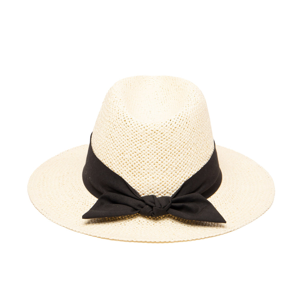 Women's Woven Paper Fedora With Back Knot Band