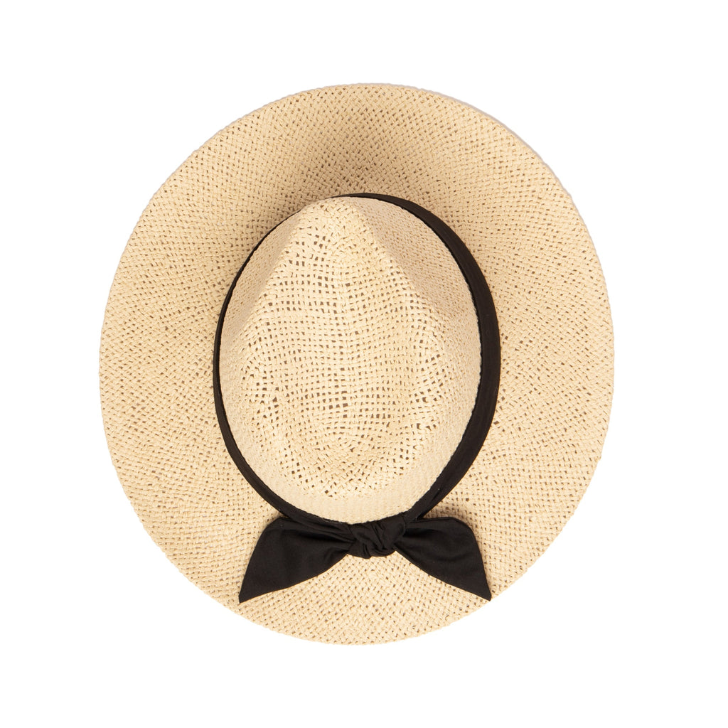 Women's Woven Paper Fedora With Back Knot Band