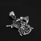 Vikings Sleipnir Axe Stainless Steel Pendant Necklace
