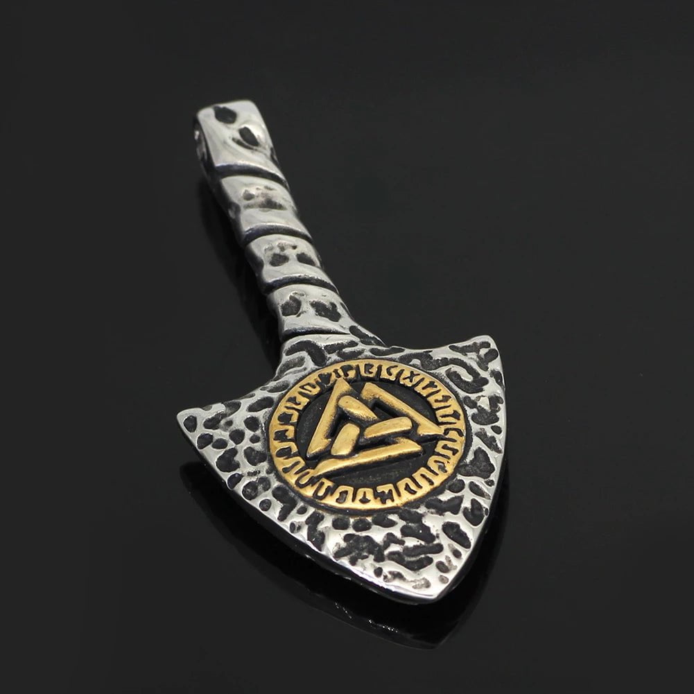 Vikings Runes and Valknut Stainless Steel Necklace