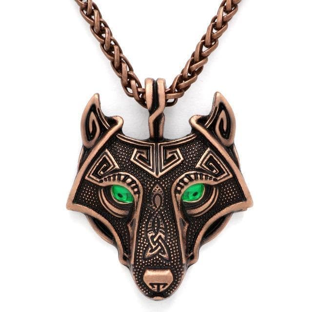 Vikings Wolf Eye Colored Pendant Necklace
