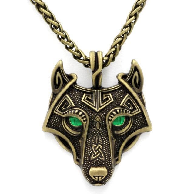 Vikings Wolf Eye Colored Pendant Necklace