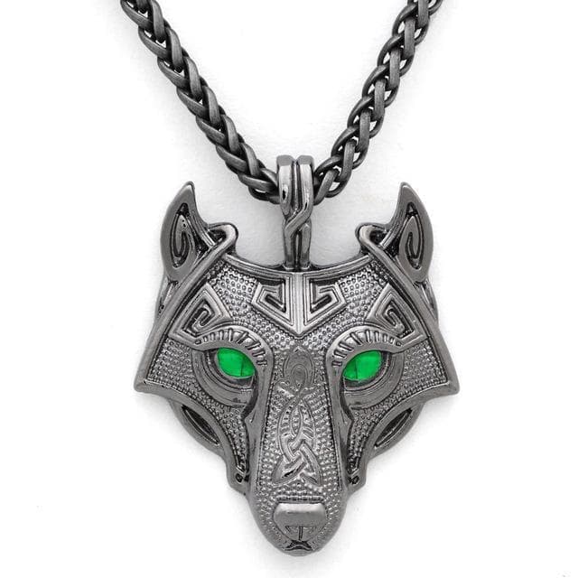 Vikings Wolf Eye Colored Pendant Necklace