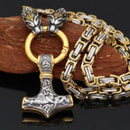 Vikings Snake Mjolnir Stainless Steel King Chain Necklace