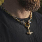 Vikings Wolf Mjolnir Stainless Steel King Chain Necklace