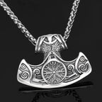 Vikings Axe and Helm of Awe Stainless Steel Necklace