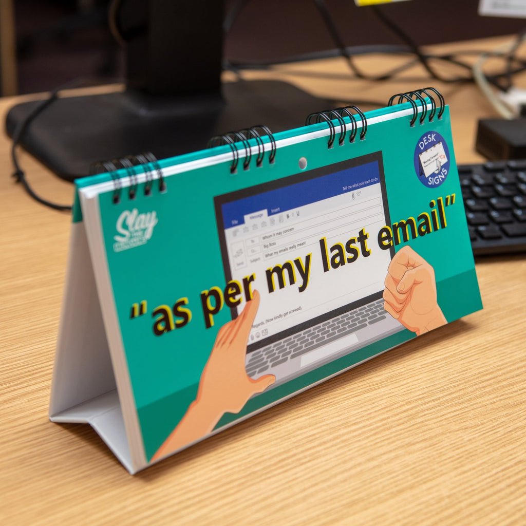As Per My Last Email - Desk Spiral Flip Book - Funny Office Message Table Signs