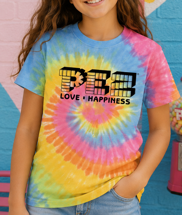 PEZ® Tie-Dye Tee | Love & Happiness - Youth Unisex Graphic T-Shirt