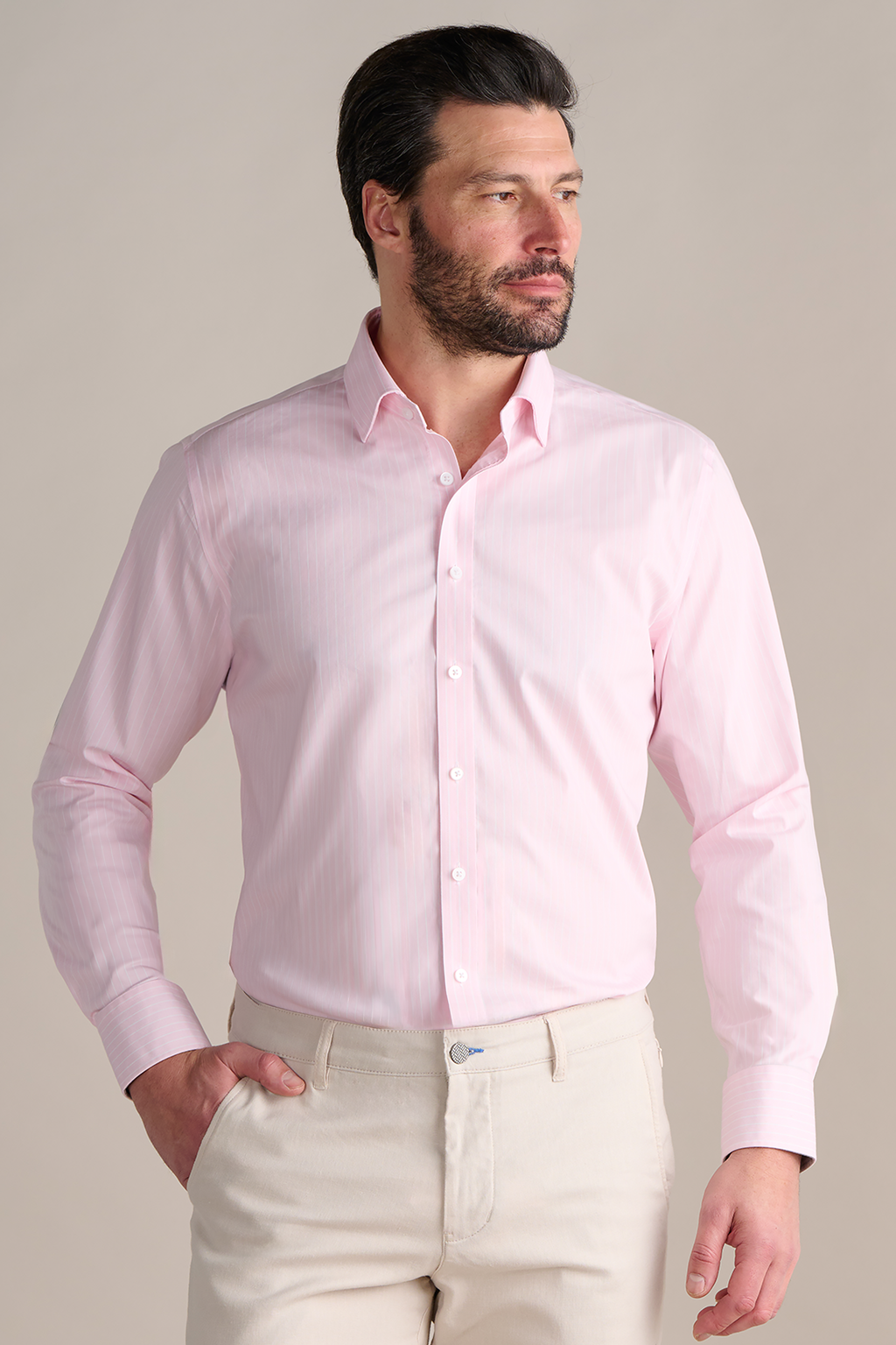 Leader Non-Iron Stripe // Thick Pink