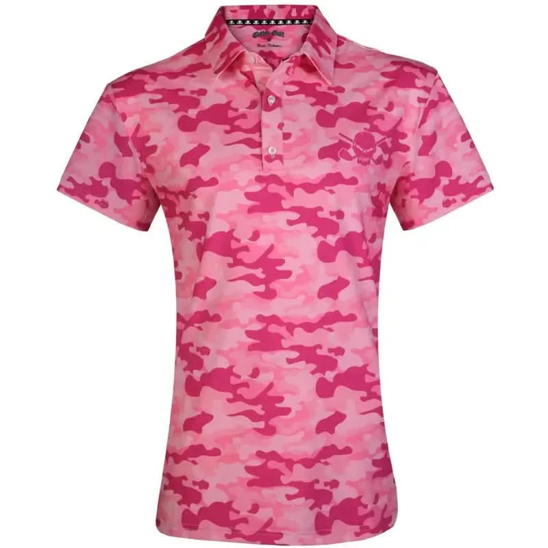 Ladies Camo Cool-Stretch Golf Shirt (Pink)