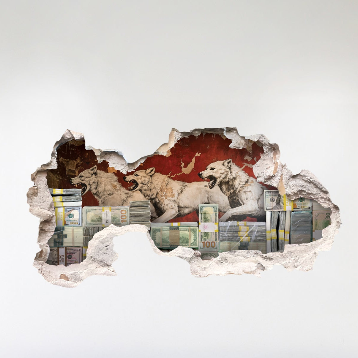 White Wolf Hustle Wall Money Decal - Limited Edition