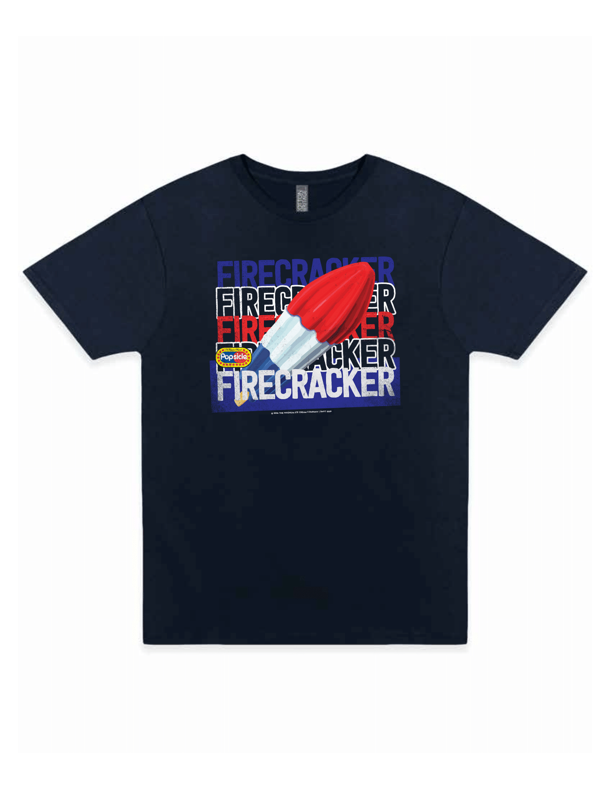 Popsicle® Firecracker Brand Colors T-Shirt – Vintage Red White & Blue Ice Pop Tee | Patriotic Summer Shirt | Americana Candy Apparel