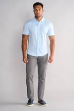 Short Sleeve Button Down Polo Solid // Powder Blue
