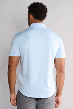 Short Sleeve Button Down Polo Solid // Powder Blue