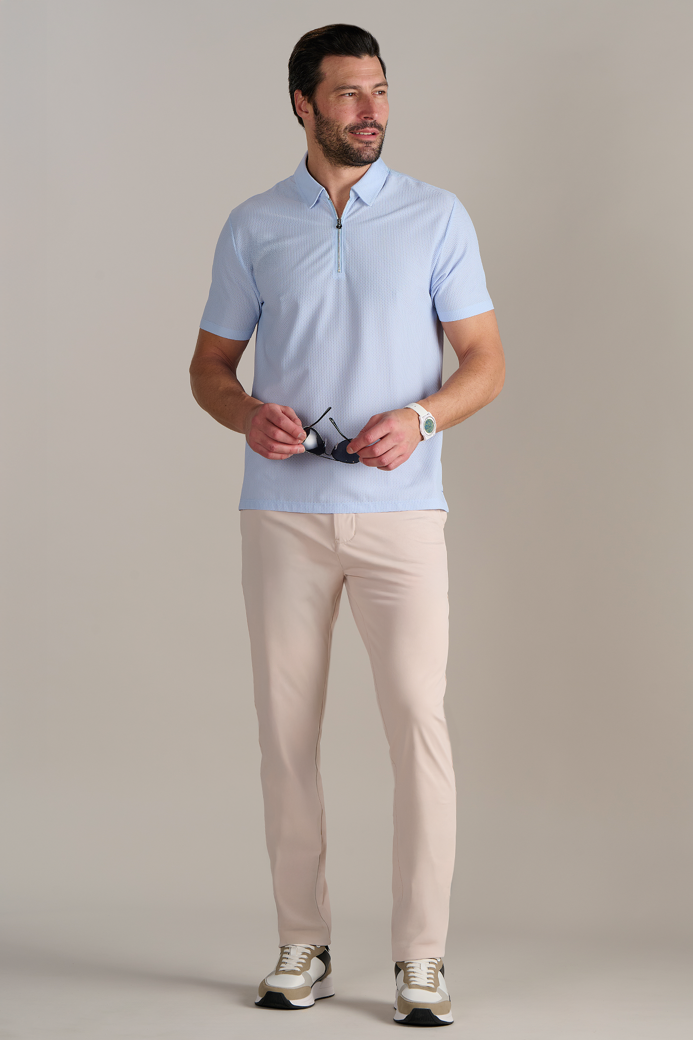 AIR Zip Polo Solid // Powder Blue