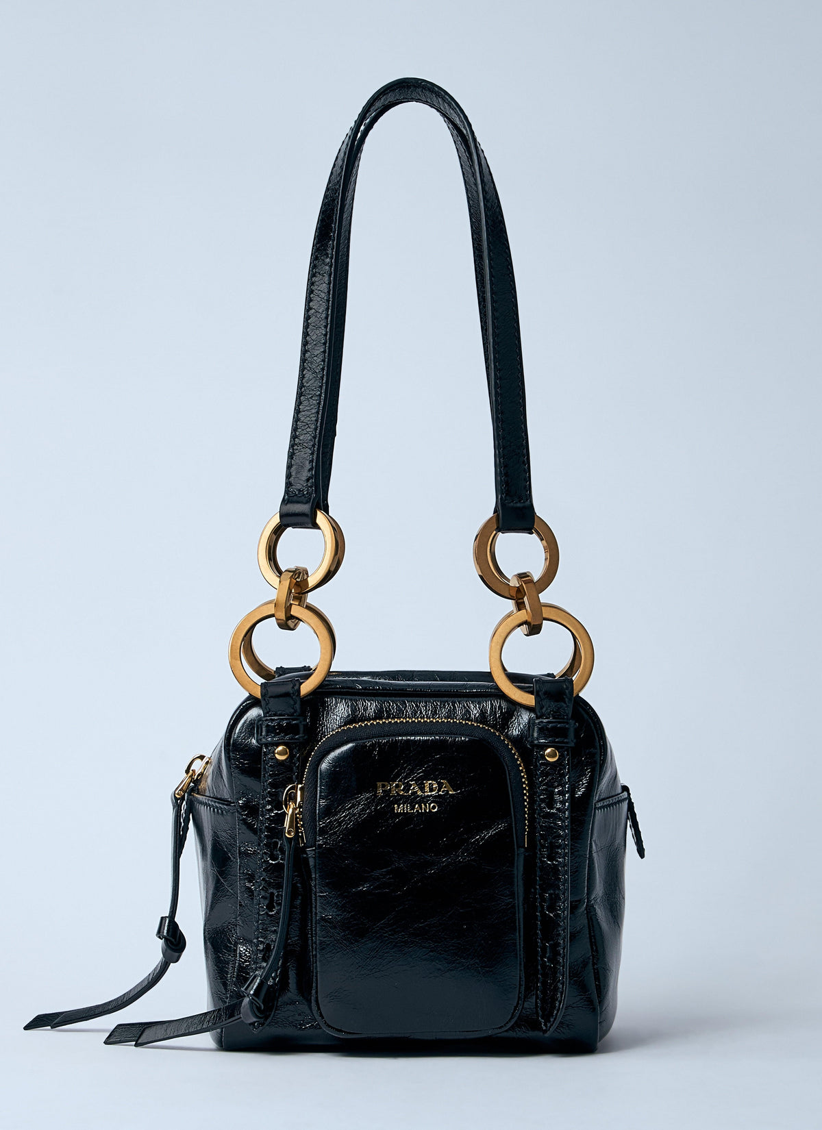 Prada Women Mini Dangle Leather Handbag