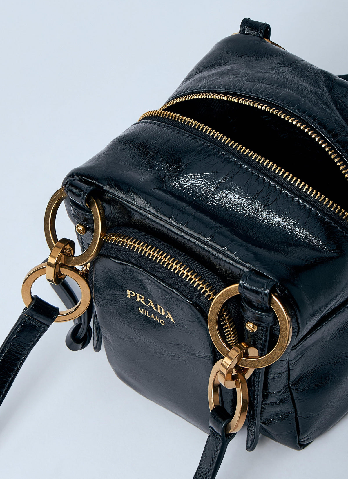 Prada Women Mini Dangle Leather Handbag
