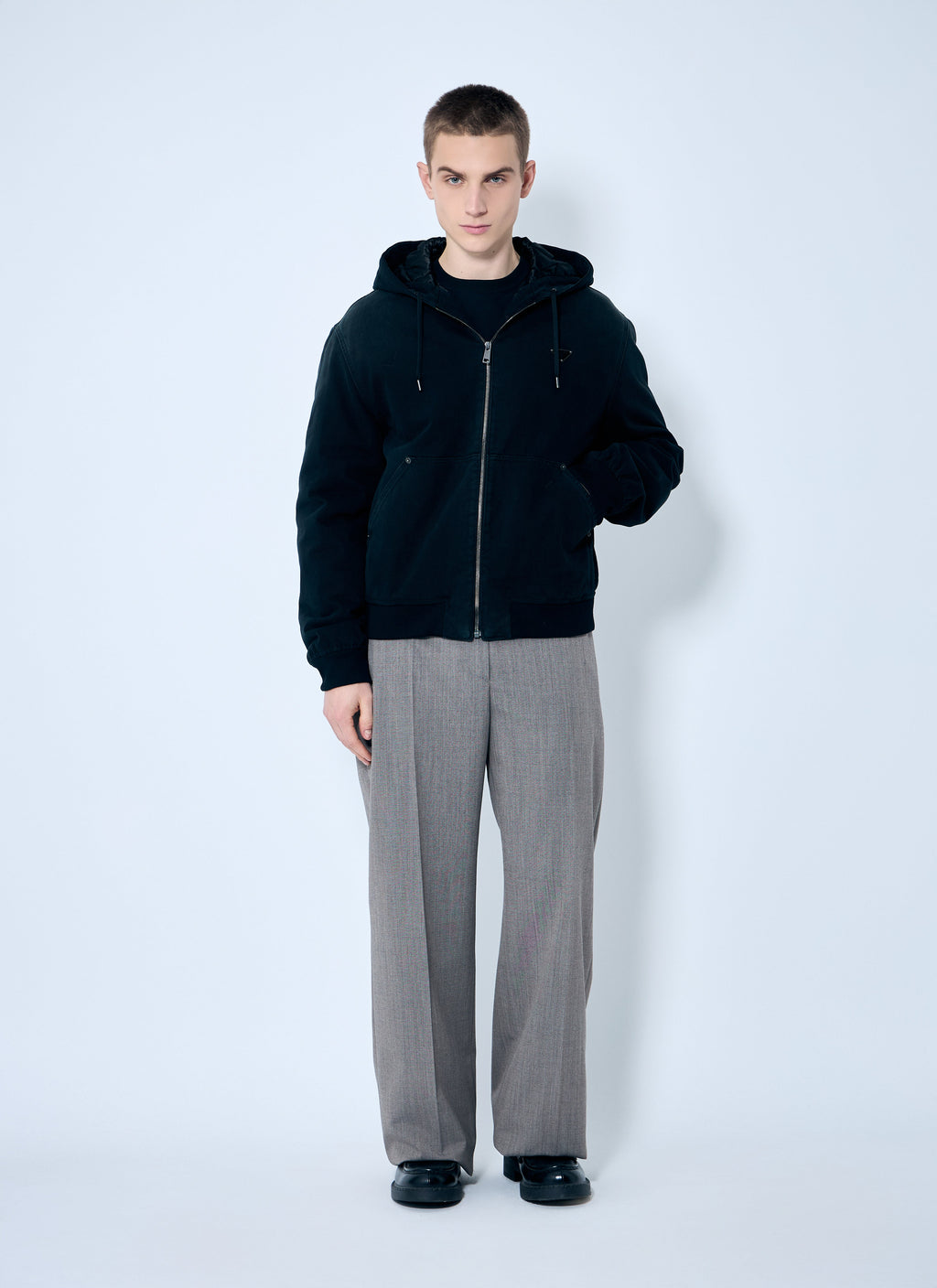 Prada Men Belted Tailored Wool-Blend Pants