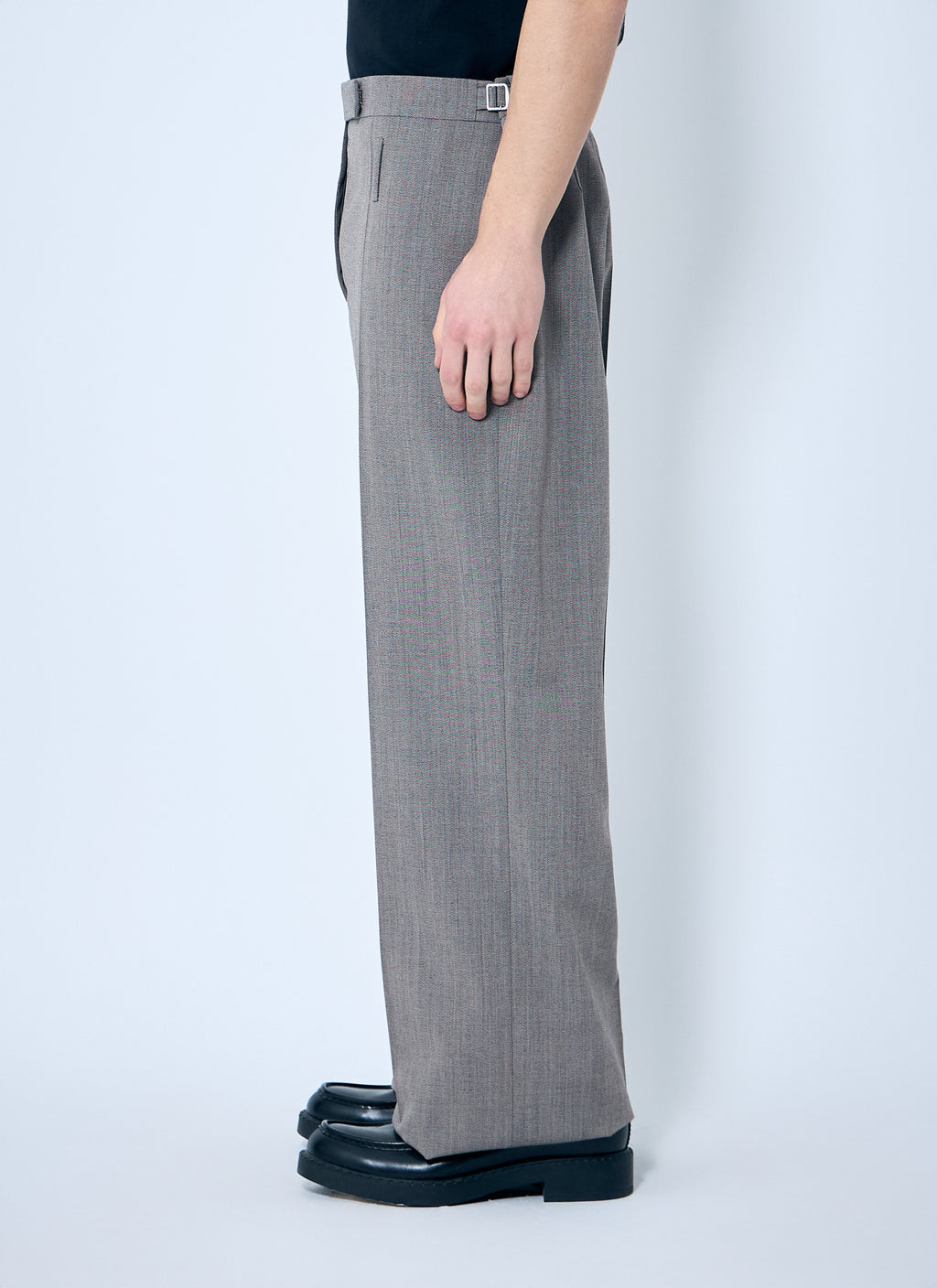 Prada Men Belted Tailored Wool-Blend Pants