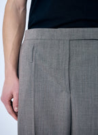 Prada Men Belted Tailored Wool-Blend Pants