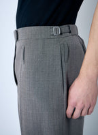 Prada Men Belted Tailored Wool-Blend Pants