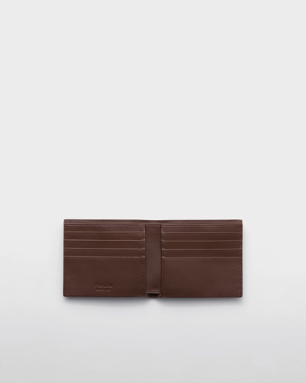 PRADA Grained Leather Bi-Fold Mini Wallet - W 11 X H 9.5 CM