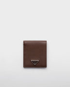 PRADA Grained Leather Bi-Fold Mini Wallet - W 11 X H 9.5 CM