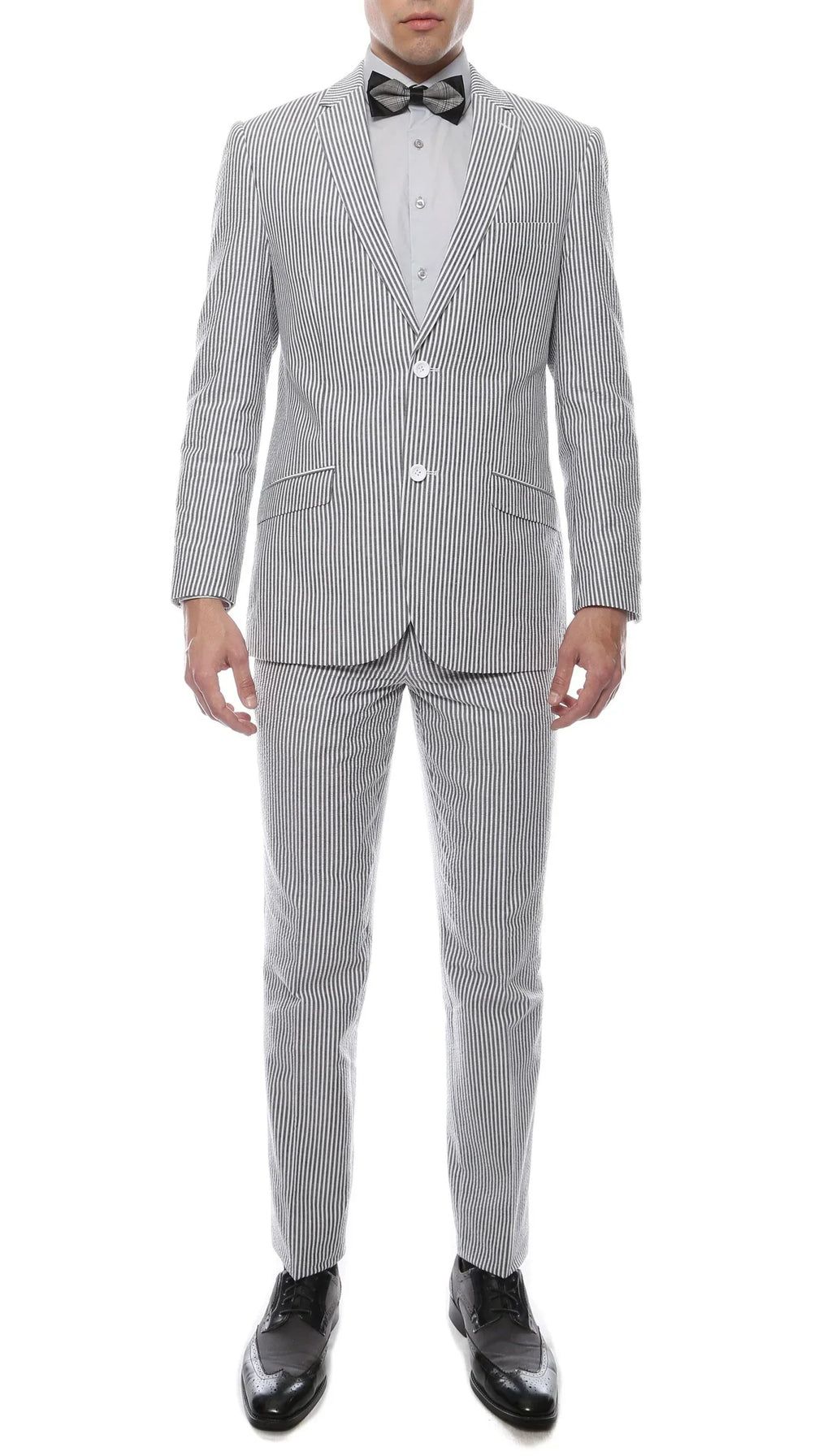 Men's Black Seersucker Suit – Slim Fit 2-Button