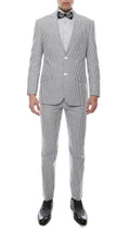 Men's Black Seersucker Suit – Slim Fit 2-Button