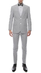 Men's Black Seersucker Suit – Slim Fit 2-Button