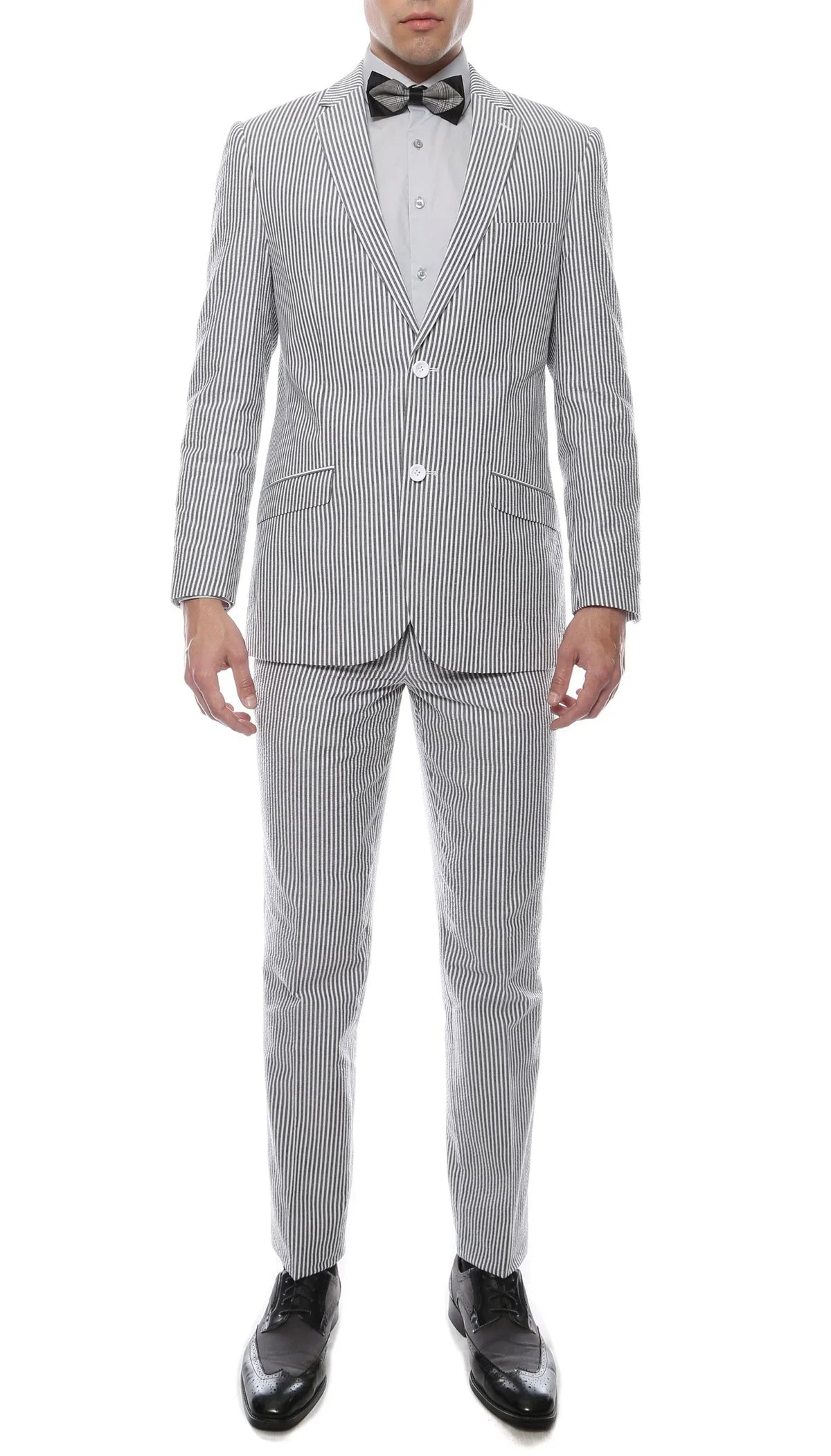 Men's Black Seersucker Suit – Slim Fit 2-Button
