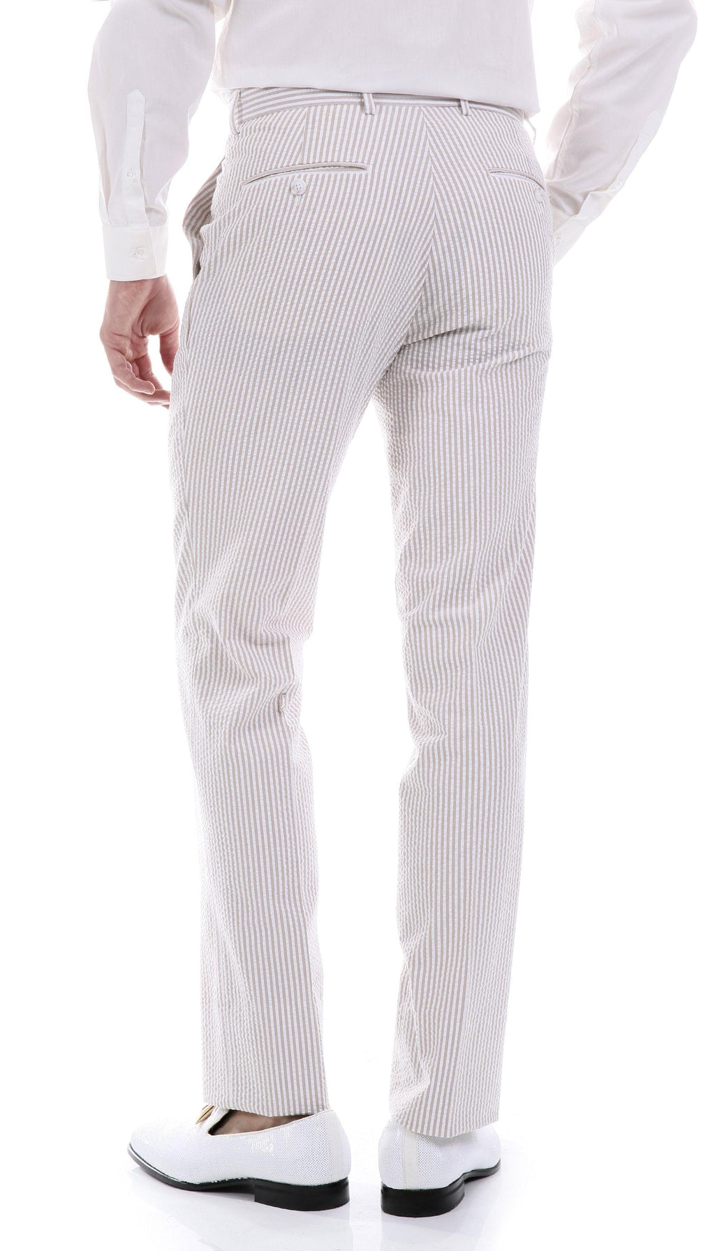 Men's Tan Seersucker Suit – Slim Fit 2-Button