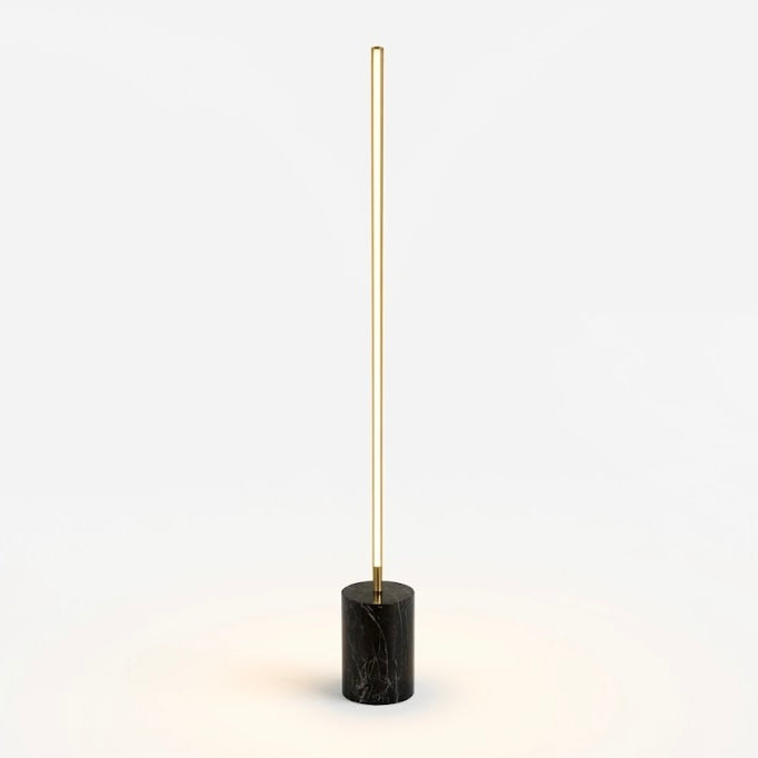 Prism Brassed Gold LED Floor Lamp with On/Off Switch Faux Marble Base