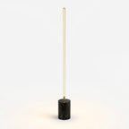 Prism Brassed Gold LED Floor Lamp with On/Off Switch Faux Marble Base