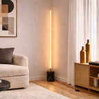 Prism Brassed Gold LED Floor Lamp with On/Off Switch Faux Marble Base