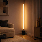 Prism Brassed Gold LED Floor Lamp with On/Off Switch Faux Marble Base