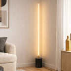 Prism Brassed Gold LED Floor Lamp with On/Off Switch Faux Marble Base