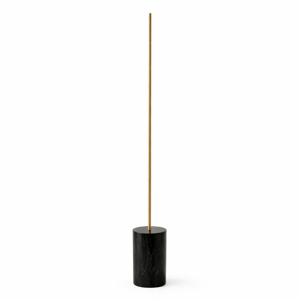 Prism Brassed Gold LED Floor Lamp with On/Off Switch Faux Marble Base