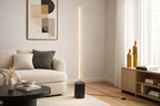 Prism Brassed Gold LED Floor Lamp with On/Off Switch Faux Marble Base