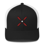 Prop & Piston #2 Embroidered Trucker Cap: 5-Panel Mesh Back Aviation Hat