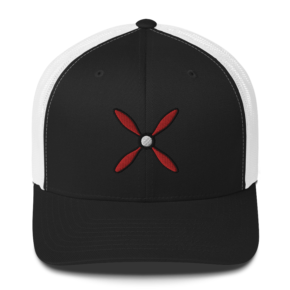 Prop & Piston #2 Embroidered Trucker Cap: 5-Panel Mesh Back Aviation Hat