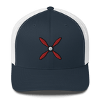 Prop & Piston #2 Embroidered Trucker Cap: 5-Panel Mesh Back Aviation Hat
