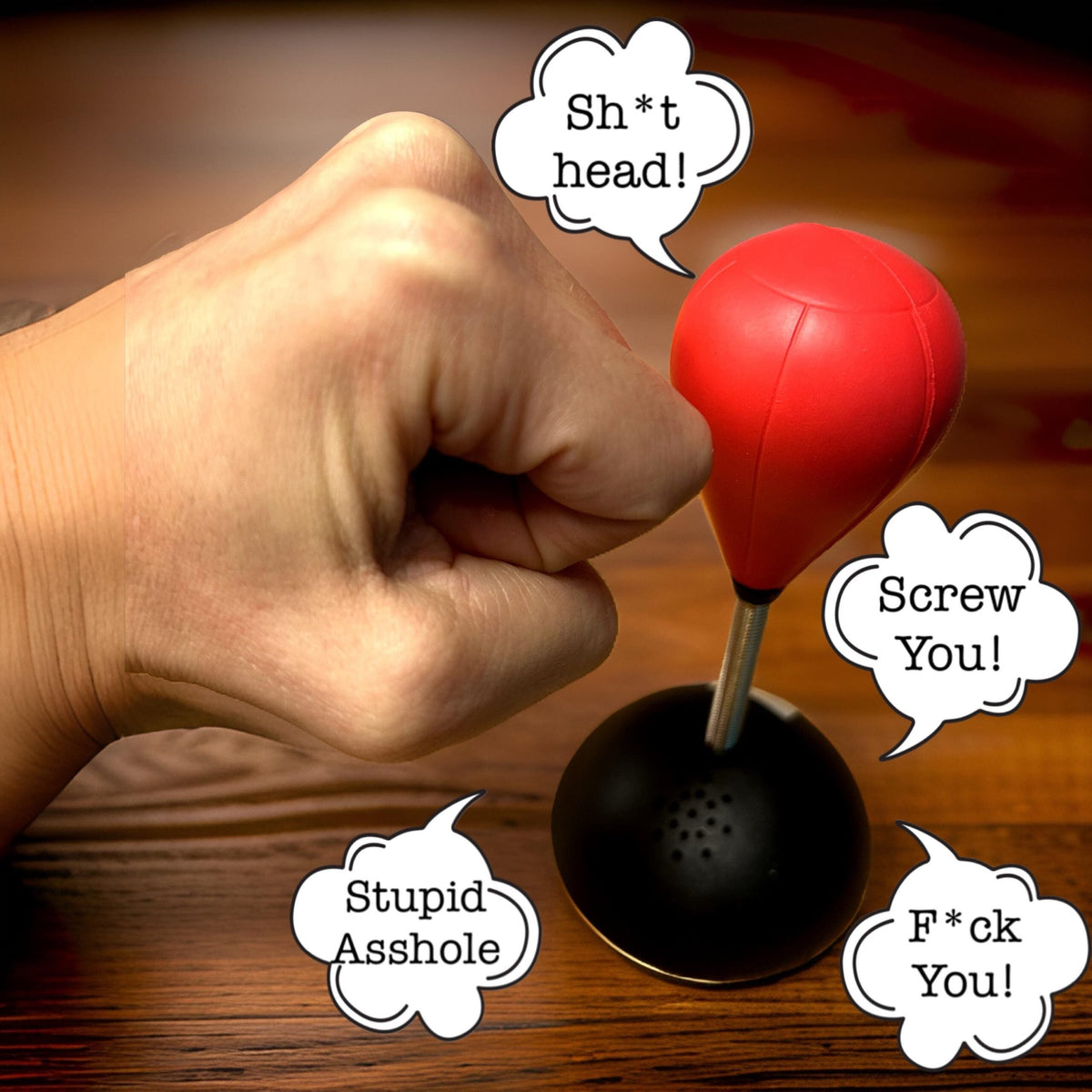 Talking Angry Swearing Curse Desk Punching Ball Bag - Office Joke GaG Boxing Toy