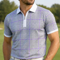 HT Plaid Cool-Stretch Men's Golf Shirt - Purple/Grey