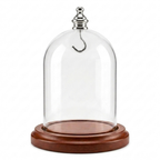 Pocket Watch Glass Display Dome Cloche Real Walnut Wood Base & Silver Hook 3"x4"