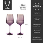 Reserve Nouveau Crystal Wine Glasses in Violet, Set of 2