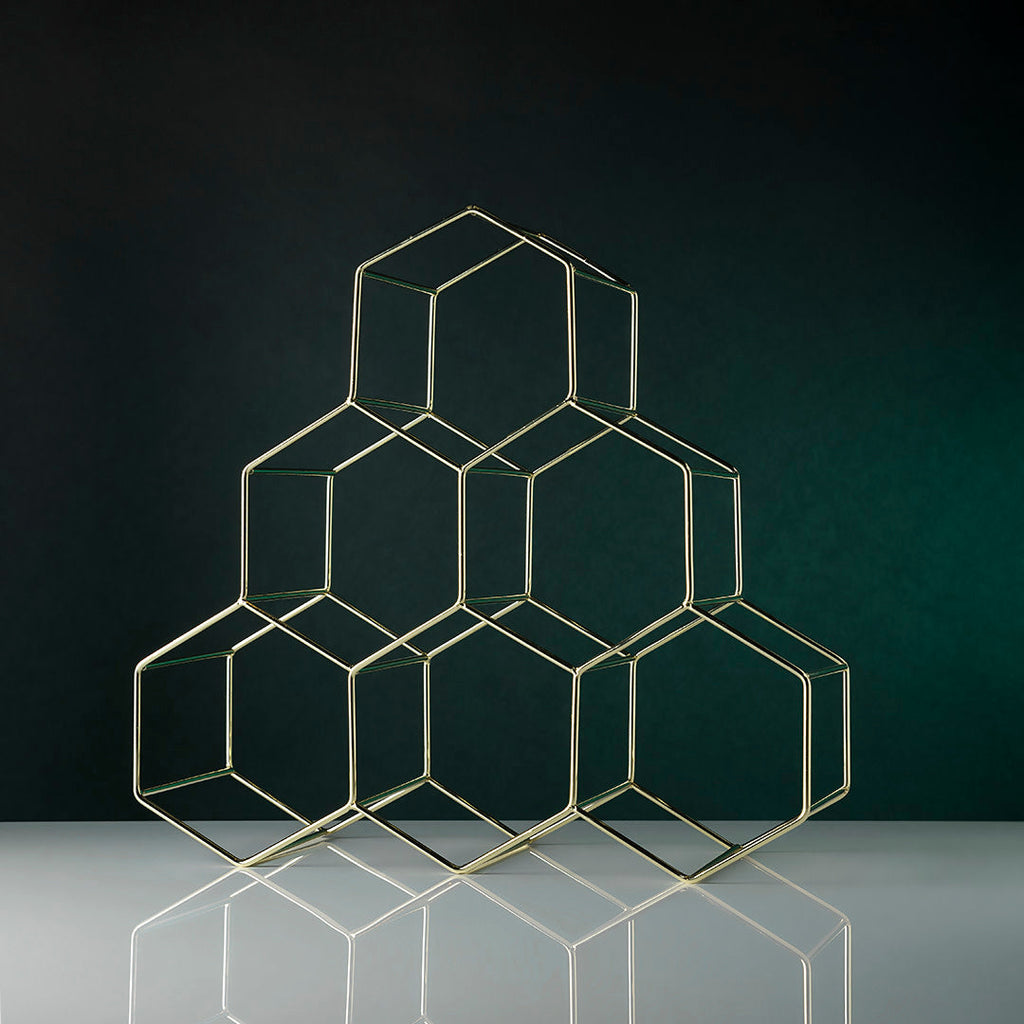 Geo Countertop Wine Rack in Gold