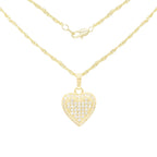 Cubic Zirconia 14K Gold Filled Circled Heart Pendant Necklace Set