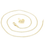 Cubic Zirconia 14K Gold Filled Binary Heart Pendant Necklace Set